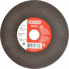 Made in USA - 6" 60 Grit Aluminum Oxide Cutoff Wheel - 0.045" Thick, 7/8" Arbor, 10,186 Max RPM, Use with Circular Saws - Americas Industrial Supply