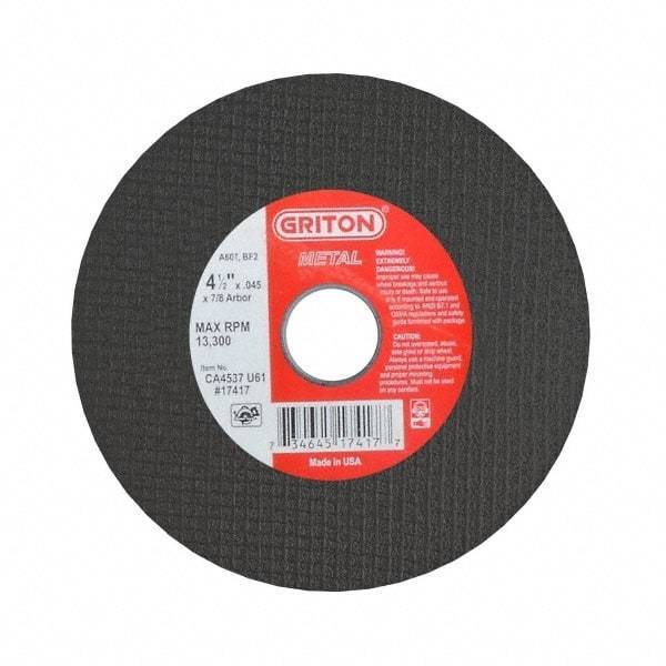 Made in USA - 6" 46 Grit Aluminum Oxide Cutoff Wheel - 1/16" Thick, 5/8" Arbor, 10,186 Max RPM, Use with Circular Saws - Americas Industrial Supply