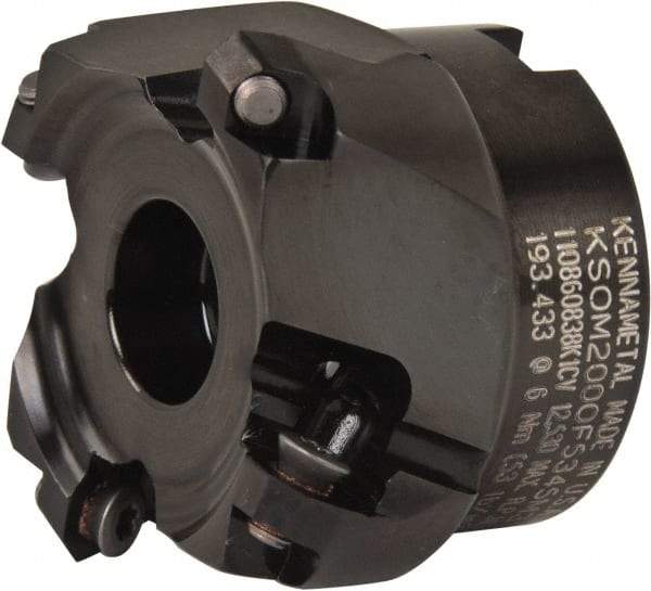 Kennametal - 2" Cut Diam, 3/4" Arbor Hole, 3.5mm Max Depth of Cut, 43° Indexable Chamfer & Angle Face Mill - 4 Inserts, OF.T 06L5... Insert, Right Hand Cut, 4 Flutes, Series KSOM Mini - Americas Industrial Supply