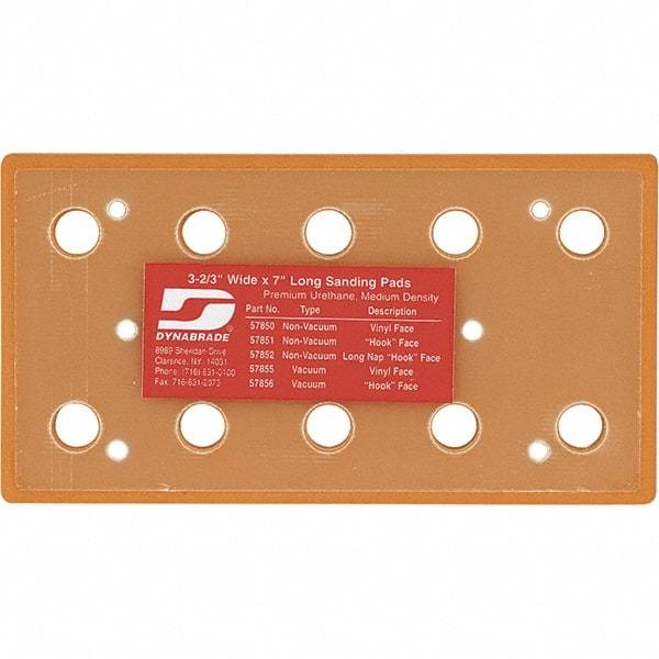 Dynabrade - 177.8 x 93.13mm Rectangular Adhesive/PSA Backing Pad - Screw Attachment, Vacuum Pad with Channel, 3/8" Thick, Medium Density - Americas Industrial Supply