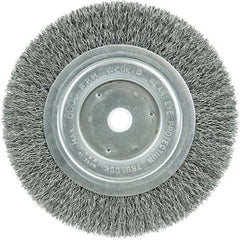 ‎6″ Narrow Face Crimped Wire Wheel, Short Trim, .014″ Steel Fill, 5/8″-1/2″ Arbor Hole - Americas Industrial Supply