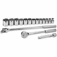 SK - 1/2" Drive Standard Socket Set - 7/16 to 1-1/4", Inch Measurement Standard - Americas Industrial Supply