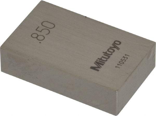 Mitutoyo - 0.85" Rectangular Steel Gage Block - Accuracy Grade AS-1, Includes Certificate of Inspection - Americas Industrial Supply