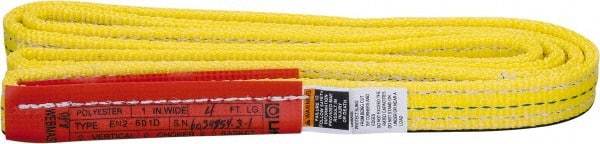 Lift-All - 4' Long x 1" Wide, 4,800 Lb Vertical Capacity, 2 Ply, Nylon Web Sling - 3,800 Lb Choker Capacity, Yellow - Americas Industrial Supply