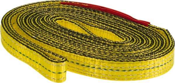 Lift-All - 8' Long x 1" Wide, 4,800 Lb Vertical Capacity, 2 Ply, Nylon Web Sling - 3,800 Lb Choker Capacity, Yellow - Americas Industrial Supply