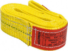 Lift-All - 6' Long x 2" Wide, 4,800 Lb Vertical Capacity, 1 Ply, Nylon Web Sling - 3,800 Lb Choker Capacity, Yellow - Americas Industrial Supply