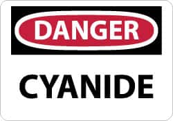 NMC - "Danger - Cyanide", 10" Long x 14" Wide, Pressure-Sensitive Vinyl Safety Sign - Rectangle, 0.004" Thick, Use for Hazardous Materials - Americas Industrial Supply