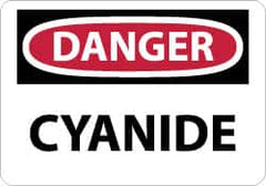 NMC - "Danger - Cyanide", 10" Long x 14" Wide, Pressure-Sensitive Vinyl Safety Sign - Rectangle, 0.004" Thick, Use for Hazardous Materials - Americas Industrial Supply