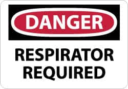 NMC - "Danger - Respirator Required", 7" Long x 10" Wide, Rigid Plastic Safety Sign - Rectangle, 0.05" Thick, Use for Accident Prevention - Americas Industrial Supply