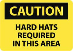 NMC - "Caution - Hard Hats Required in This Area", 10" Long x 14" Wide, Aluminum Safety Sign - Rectangle, 0.04" Thick, Use for Accident Prevention - Americas Industrial Supply
