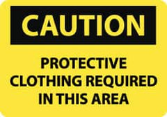 NMC - "Caution - Protective Clothing Required in This Area", 10" Long x 14" Wide, Aluminum Safety Sign - Rectangle, 0.04" Thick, Use for Accident Prevention - Americas Industrial Supply