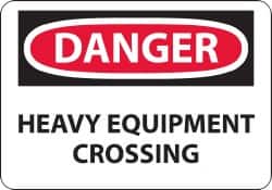 NMC - "Danger - Heavy Equipment Crossing", 14" Long x 20" Wide, Aluminum Safety Sign - Rectangle, 0.04" Thick, Use for Accident Prevention - Americas Industrial Supply