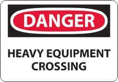 NMC - "Danger - Heavy Equipment Crossing", 14" Long x 20" Wide, Aluminum Safety Sign - Rectangle, 0.04" Thick, Use for Accident Prevention - Americas Industrial Supply