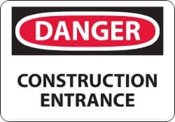 NMC - "Danger - Construction Entrance", 20" Long x 28" Wide, Aluminum Safety Sign - Rectangle, 0.04" Thick, Use for Security & Admittance - Americas Industrial Supply