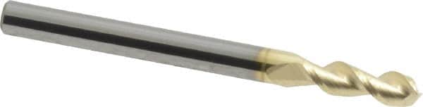 Accupro - 1/8", 3/8" LOC, 1/8" Shank Diam, 1-1/2" OAL, 2 Flute, Solid Carbide Square End Mill - Single End, ZrN Finish, Spiral Flute, 45° Helix, Centercutting, Right Hand Cut, Right Hand Flute - Americas Industrial Supply
