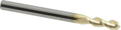 Accupro - 1/8", 3/8" LOC, 1/8" Shank Diam, 1-1/2" OAL, 2 Flute, Solid Carbide Square End Mill - Single End, ZrN Finish, Spiral Flute, 45° Helix, Centercutting, Right Hand Cut, Right Hand Flute - Americas Industrial Supply