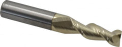 Accupro - 11/32", 1" LOC, 3/8" Shank Diam, 2-1/2" OAL, 2 Flute, Solid Carbide Square End Mill - Single End, ZrN Finish, Spiral Flute, 45° Helix, Centercutting, Right Hand Cut, Right Hand Flute - Americas Industrial Supply