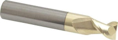 Accupro - 15/32", 5/8" LOC, 1/2" Shank Diam, 3" OAL, 2 Flute, Solid Carbide Square End Mill - Single End, ZrN Finish, Spiral Flute, 45° Helix, Centercutting, Right Hand Cut, Right Hand Flute - Americas Industrial Supply