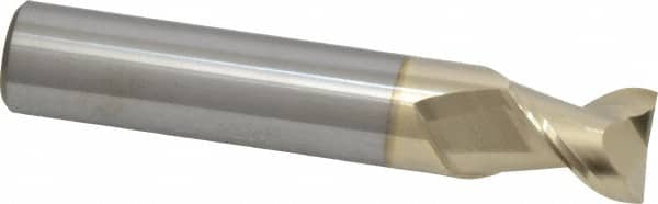 Accupro - 5/8", 3/4" LOC, 5/8" Shank Diam, 3-1/2" OAL, 2 Flute, Solid Carbide Square End Mill - Single End, ZrN Finish, Spiral Flute, 45° Helix, Centercutting, Right Hand Cut, Right Hand Flute - Americas Industrial Supply