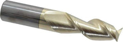 Accupro - 5/8", 1-5/8" LOC, 5/8" Shank Diam, 3-1/2" OAL, 2 Flute, Solid Carbide Square End Mill - Single End, ZrN Finish, Spiral Flute, 45° Helix, Centercutting, Right Hand Cut, Right Hand Flute - Americas Industrial Supply