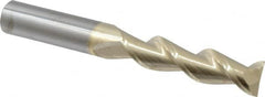 Accupro - 5/8", 2-1/2" LOC, 5/8" Shank Diam, 5" OAL, 2 Flute, Solid Carbide Square End Mill - Single End, ZrN Finish, Spiral Flute, 45° Helix, Centercutting, Right Hand Cut, Right Hand Flute - Americas Industrial Supply