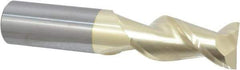 Accupro - 3/4", 1-5/8" LOC, 3/4" Shank Diam, 4" OAL, 2 Flute, Solid Carbide Square End Mill - Single End, ZrN Finish, Spiral Flute, 45° Helix, Centercutting, Right Hand Cut, Right Hand Flute - Americas Industrial Supply
