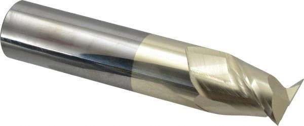 Accupro - 1", 1-1/4" LOC, 1" Shank Diam, 5" OAL, 2 Flute, Solid Carbide Square End Mill - Single End, ZrN Finish, Spiral Flute, 45° Helix, Centercutting, Right Hand Cut, Right Hand Flute - Americas Industrial Supply