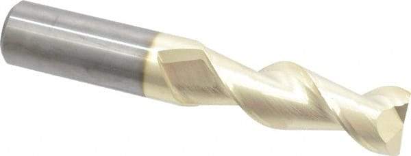 Accupro - 1", 3" LOC, 1" Shank Diam, 6" OAL, 2 Flute, Solid Carbide Square End Mill - Single End, ZrN Finish, Spiral Flute, 45° Helix, Centercutting, Right Hand Cut, Right Hand Flute - Americas Industrial Supply