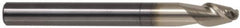 Accupro - 16mm Diam, 40mm LOC, 2 Flute Solid Carbide Ball End Mill - ZrN Finish, Single End, 100mm OAL, 16mm Shank Diam, Spiral Flute - Americas Industrial Supply