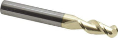 Accupro - 5/16" Diam, 13/16" LOC, 2 Flute Solid Carbide Ball End Mill - ZrN Finish, Single End, 2-1/2" OAL, 5/16" Shank Diam, Spiral Flute - Americas Industrial Supply