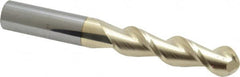 Accupro - 1/2" Diam, 2" LOC, 2 Flute Solid Carbide Ball End Mill - ZrN Finish, Single End, 4" OAL, 1/2" Shank Diam, Spiral Flute - Americas Industrial Supply
