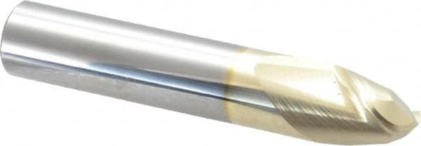 Accupro - 5/8" Diam, 3/4" LOC, 2 Flute Solid Carbide Ball End Mill - ZrN Finish, Single End, 3-1/2" OAL, 5/8" Shank Diam, Spiral Flute - Americas Industrial Supply