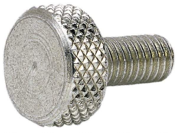 Electro Hardware - #4-40 Knurled Shoulderless Grade 303 Stainless Steel Thumb Screw - 11/16" OAL, 5/16" Head Diam x 3/16" Head Height, Uncoated - Americas Industrial Supply