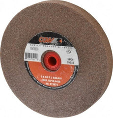 Camel Grinding Wheels - 46 Grit Aluminum Oxide Bench & Pedestal Grinding Wheel - 6" Diam x 1" Hole x 3/4" Thick, 4456 Max RPM, M Hardness, Coarse Grade , Vitrified Bond - Americas Industrial Supply