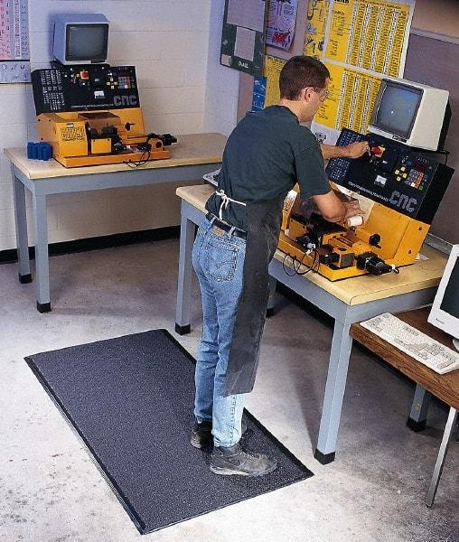 Wearwell - 60' Long x 4' Wide, Dry Environment, Anti-Fatigue Matting - Black, Vinyl with Vinyl Sponge Base, Rounded on 4 Sides - Americas Industrial Supply