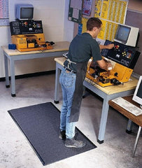 Wearwell - 3' Long x 2' Wide, Dry Environment, Anti-Fatigue Matting - Black, Vinyl with Vinyl Sponge Base, Rounded on 4 Sides - Americas Industrial Supply