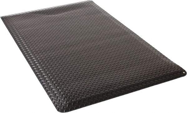Wearwell - 5 Ft. Long x 3 Ft. Wide x 9/16 Inch Thick, Vinyl Diamond Plate Surface Pattern, Electrically Conductive Antistatic Matting - 1 x 106 to 8 x 106 Ohm Surface to Surface, 5 x 105 to 1 x 107 Ohm Surface to Ground Resistivity, Black - Americas Industrial Supply