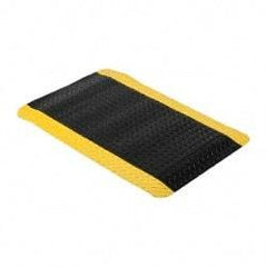 Wearwell - 3' Long x 2' Wide, Dry Environment, Anti-Fatigue Matting - Black with Yellow Borders, Vinyl with Nitrile Blend Base, Beveled on 4 Sides - Americas Industrial Supply