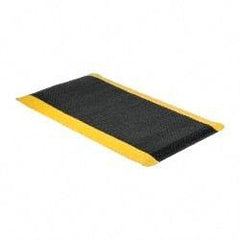 Wearwell - 5' Long x 3' Wide, Dry Environment, Anti-Fatigue Matting - Black with Yellow Borders, Vinyl with Nitrile Blend Base, Beveled on 4 Sides - Americas Industrial Supply