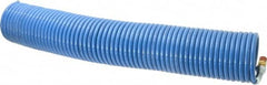 Coilhose Pneumatics - 1/4" ID, 1/4 Thread, 50' Long, Blue Nylon Coiled & Self Storing Hose - 220 Max psi, Male Swivel x Male Swivel - Americas Industrial Supply