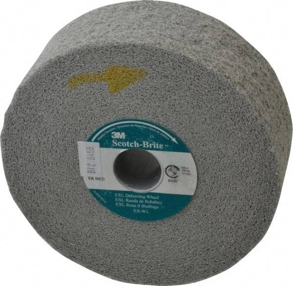 3M - 6" Diam, 2" Face Width, 1" Center Hole, Medium Grade, Aluminum Oxide Deburring Wheel - Convolute, Hard Density 8 Grade, 6,000 RPM - Americas Industrial Supply
