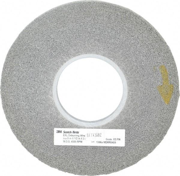 3M - 8" Diam, 1/2" Face Width, 3" Center Hole, Fine Grade, Silicon Carbide Deburring Wheel - Convolute, Hard Density 8 Grade, 4,500 RPM - Americas Industrial Supply