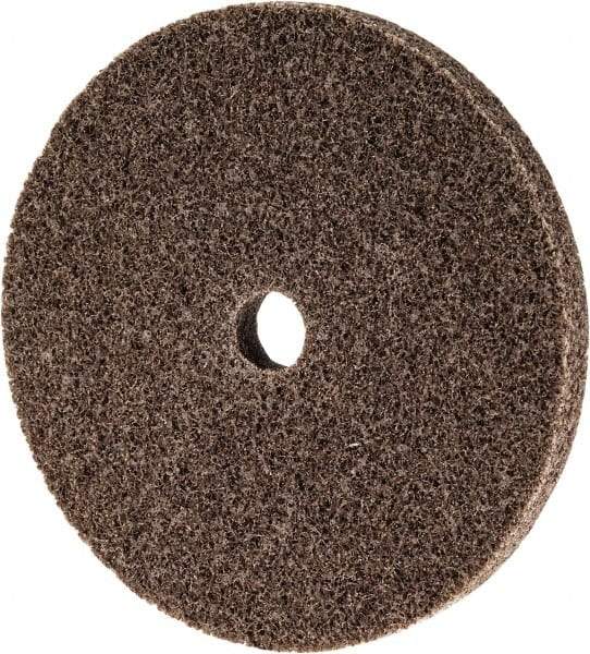 3M - 3" Diam, 1/4" Face Width, 3/8" Center Hole, Medium Grade, Aluminum Oxide Deburring Wheel - Unitized, Hard Density 8 Grade, 18,100 RPM - Americas Industrial Supply