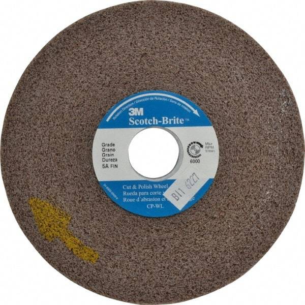 3M - 6" Diam, 1/2" Face Width, 1" Center Hole, Fine Grade, Aluminum Oxide Deburring Wheel - Convolute, Medium Density 5 Grade, 6,000 RPM - Americas Industrial Supply