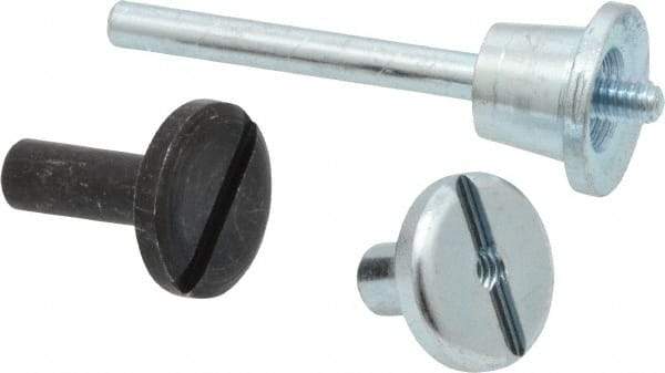 3M - 1/8" Shank Diam Unitized Deburring Wheel Mandrel - Compatible with 1" - 2" Diam x 1/8" Wide x 3/16" Hole Deburring Wheels - Americas Industrial Supply