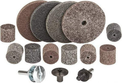 3M - 14 Piece Deburring Kit - 1 & 3" Diam Unitized Wheels in Fine, Medium & Coarse Grades, 1/4" Inch Shank Diam, Aluminum Oxide, Silicon Carbide, Mandrel Connection, Shank Included - Americas Industrial Supply