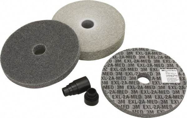 3M - 4 Piece Deburring Kit - 6" Diam Deburring & Unitized Wheels, Aluminum Oxide, 7500 RPM, Medium Grade - Americas Industrial Supply
