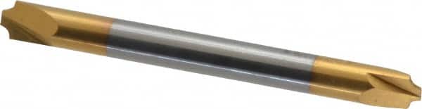 Accupro - 0.05" Radius, 3/16" Mill Diam, 2 Flute Solid Carbide Corner Rounding End Mill - Double End, TiN Finish, 2" OAL, 3/16" Shank Diam - Americas Industrial Supply
