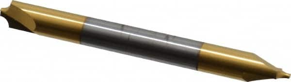 Accupro - 0.085" Radius, 1/4" Mill Diam, 2 Flute Solid Carbide Corner Rounding End Mill - Double End, TiN Finish, 2-1/2" OAL, 1/4" Shank Diam - Americas Industrial Supply
