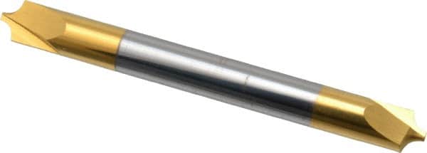 Accupro - 0.094" Radius, 1/4" Mill Diam, 2 Flute Solid Carbide Corner Rounding End Mill - Double End, TiN Finish, 2-1/2" OAL, 1/4" Shank Diam - Americas Industrial Supply